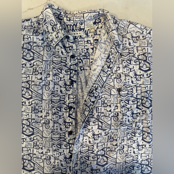 Vintage 90’s Summa Blue/White Button Up Resort Shirt - Picture 2 of 5